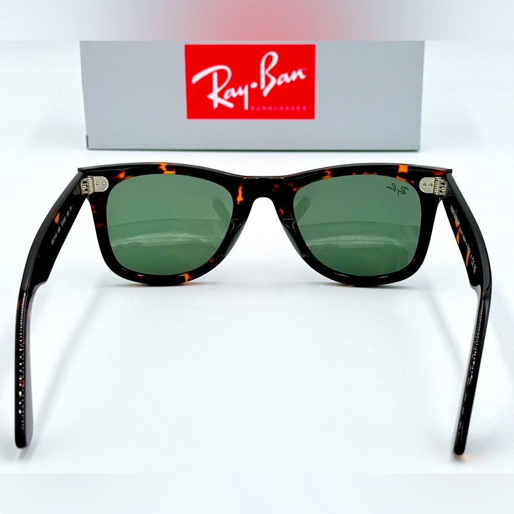 Ray-Ban Classic Sunglasses Wayfarer RB2140 50mm Tortoise w/ Green G15 Lens - Picture 7 of 9